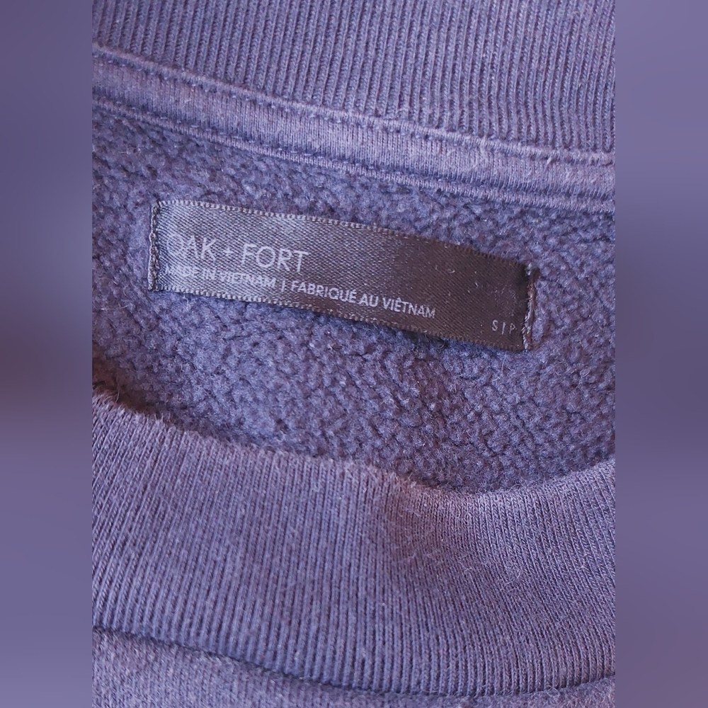 Oak + Fort Navy Varsity Graphic Sweatshirt Pullover Size Small Casual Sport Club - Picture 7 of 11